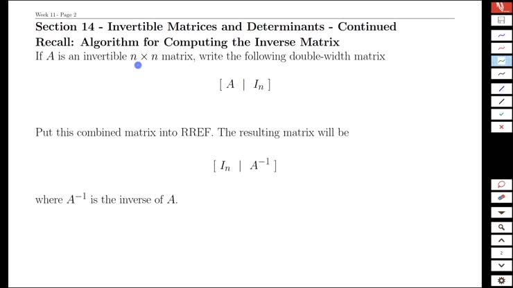 Week11_Page01_Invertibility_With_RREF_and_Adjoint_Process