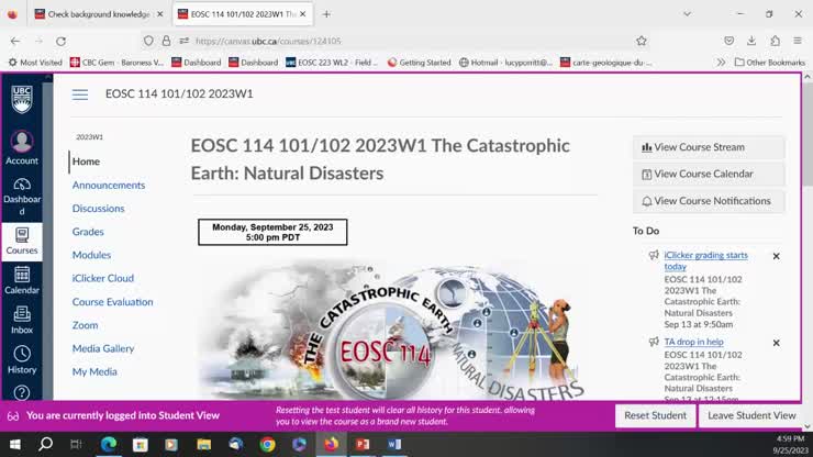 SWNG 122 - EOSC 114 101 - 2023W1